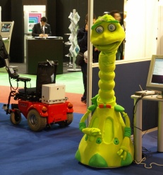 The exhibition robot E-2? at work at Robotica 2010 (AIRLab).